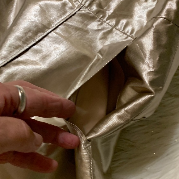 Viventy Chic Metallic Silk Skirt in Lustrous Gold (looks silver in some light) - Picture 8 of 10